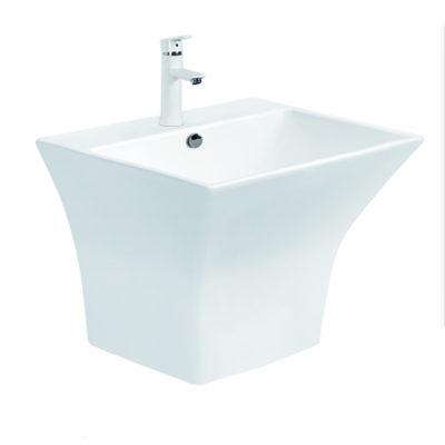 European style white modern sink wall hung porcelain half pedestal hand wash basin