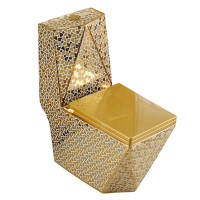 Luxury design KD-04GPA electroplating one-piece toilet ceramic gold colored toilet bowl