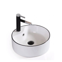 Modern Design Round Shape Art Basin With Black Line/Counter Top White And Black Color Ceramic Sink