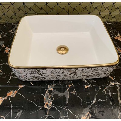 bathroom ceramic golden art basin for sale