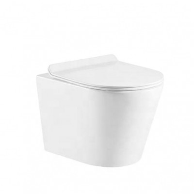 white color round wall hung toilets bowl  toilet rimless with conceceled cistern