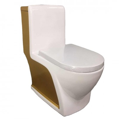 ceramic sanitary ware one piece gold and white color  whole sale toilet