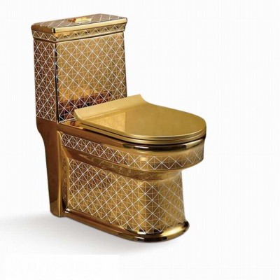 golden sanitary wares one piece  siphonic  gold ceramic toilet for hotel